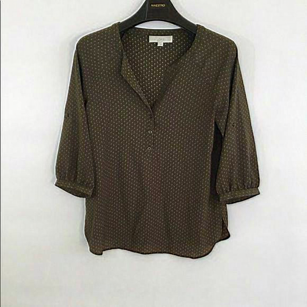 LOFT Brown Long Sleeve Blouse‎